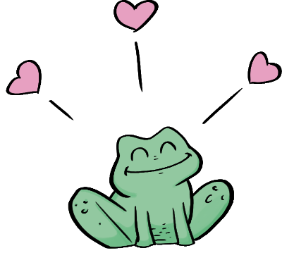 Testimonial smiling frog